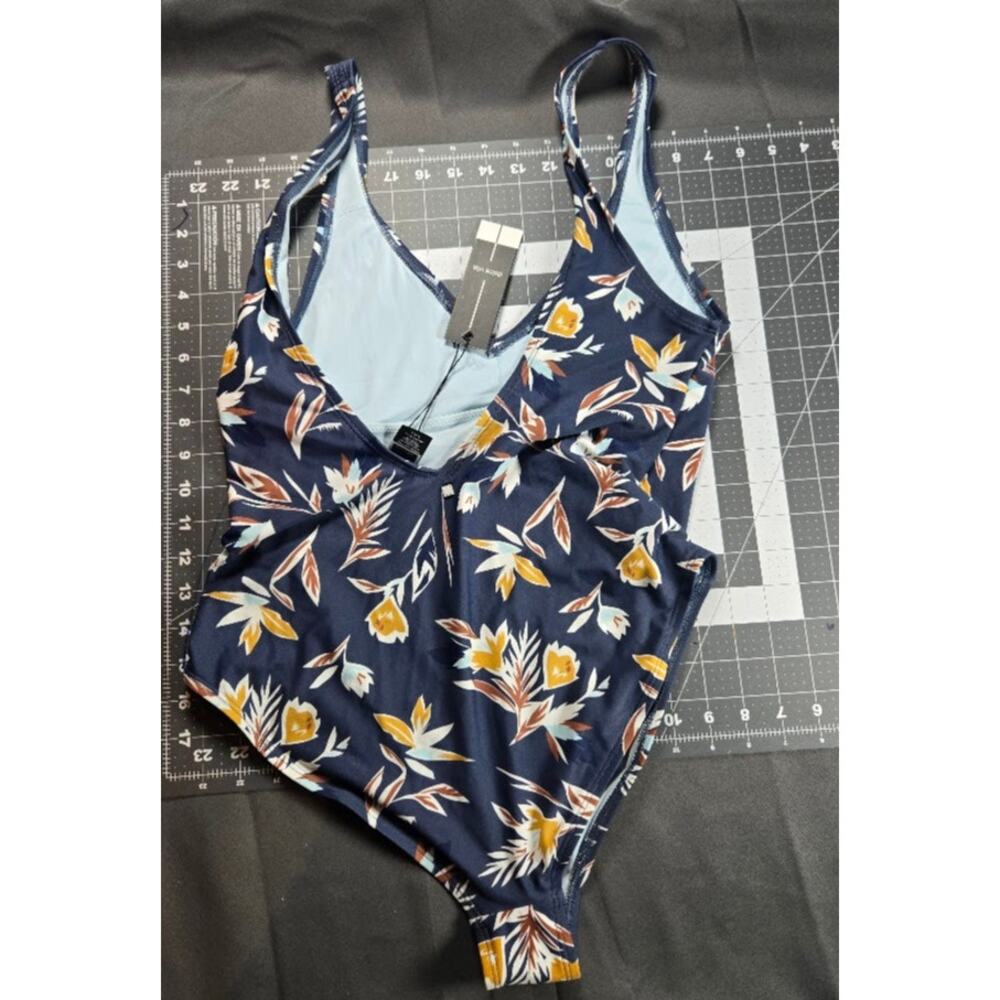NWT Dolce Vita Tropical Floral One Piece Swimsuit Navy Blue Large - Picture 2 of 5